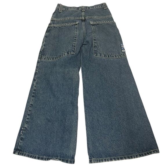 JNCO Gems Glowwy Girls Jeans Sz 10 Y2K Vintage USA Wide Leg Cartoon Embroidered - Picture 2 of 16